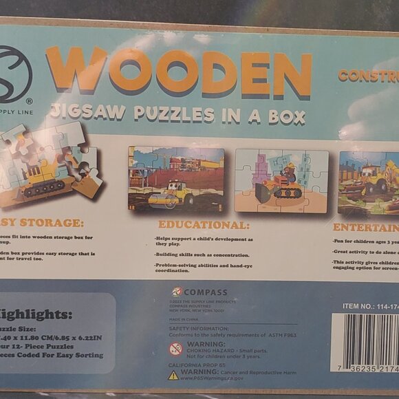 Puzzles for Kids - 4 12 Piece Wooden Jigsaw Puzzles In A Box - Brand New Ages 3+ - Picture 3 of 4